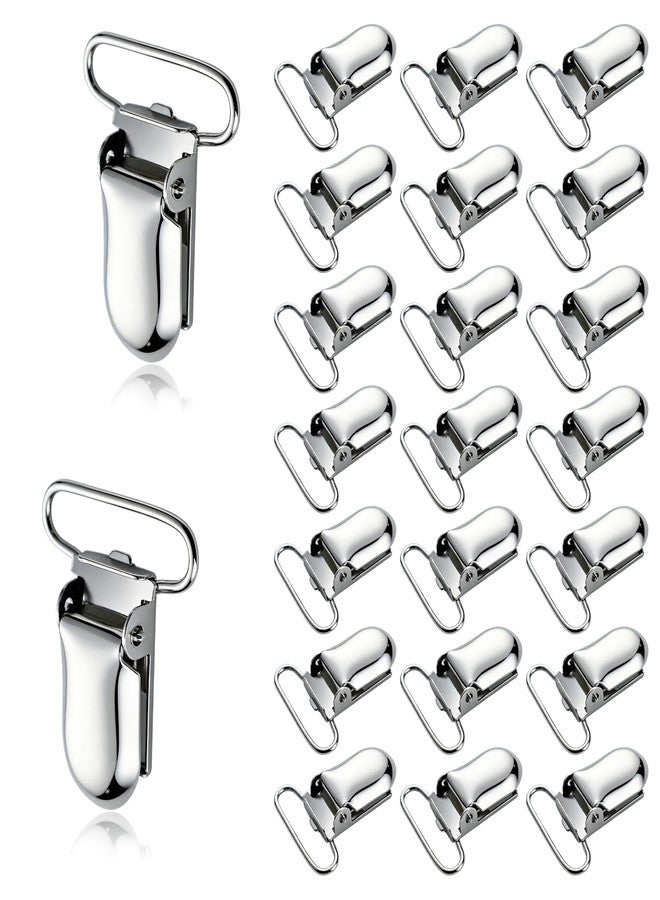 Demearly 25 PCS 1" Suspender Clips Metal Pacifier Clip Holder for Pacifiers DIY Baby Girl Toy Bibs Garter Making Supplies (Silver, Bulk) - Image 1